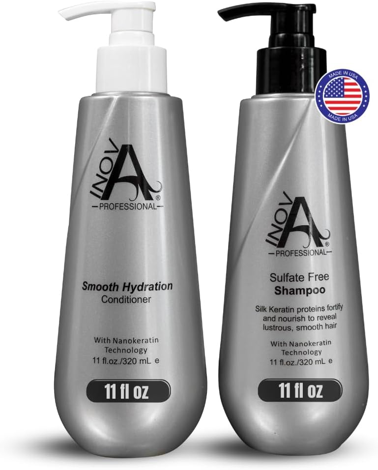 Silk Keratin Shampoo & Conditioner Set - Smooth Protection Sulfate-Free Shampoo & Smooth Hydration Conditioner (11 Oz)