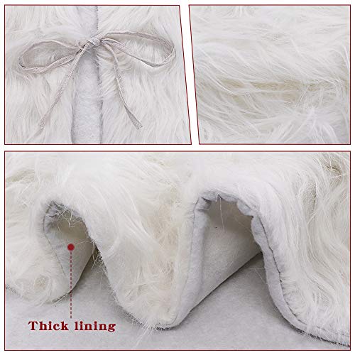 Ivenf Christmas Tree Skirt, 48 Inches Large Snow White Luxury Thick Plush Faux Fur Skirt, Rustic Xmas Tree Holiday Decorations… #TOP4