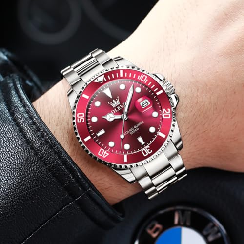 Image of OLEVS Watches for Men,Classic Luxury Big Face Men Watches, Silver Dress Stainless Steel Men Wrist Watch with Luminous Analog Relojes para Hombres