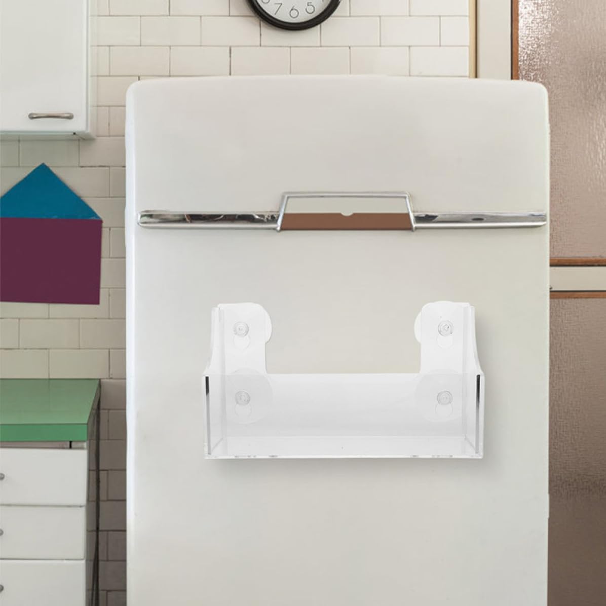 TOYANDONA Organizzatore per Frigorifero a Ventosa, 2 Pezzi, Acrilico, Mensola Porta Bevande per Porta del Frigo, Salvaspazio, per Casa e Ufficio