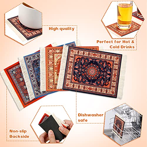 4 Pieces Rug Table Coasters Oriental Design