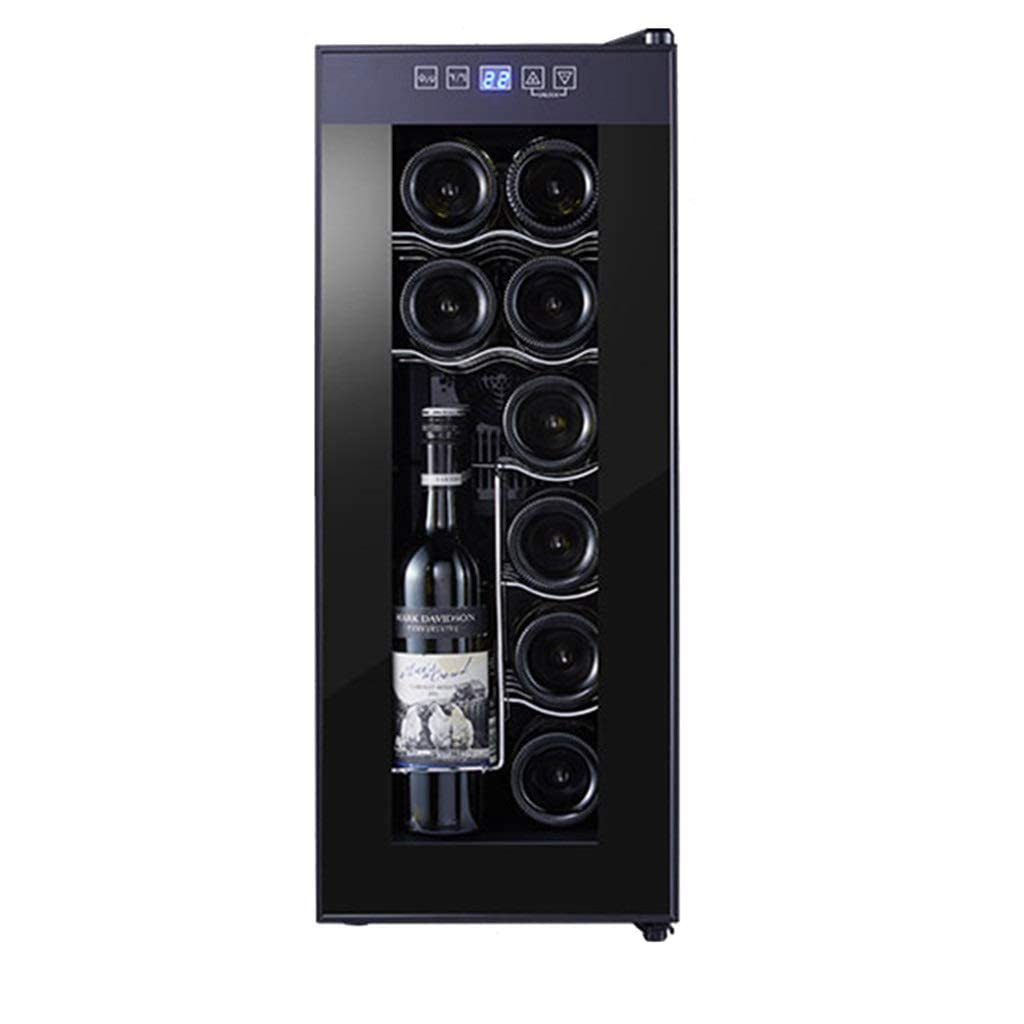 Vinoteca para 12 Botellas, Enfriador Independiente, para Vinos Tintos/Blancos, Cerveza Y Champán, Pantalla Digital De Temperatura, Puerta De Cristal Templado.