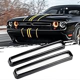 AggAuto Grill Decoration Inserts for Dodge Challenger 2015-2020, 2Pcs Black ABS Plastic Grille Insert Cover Trim Accessories