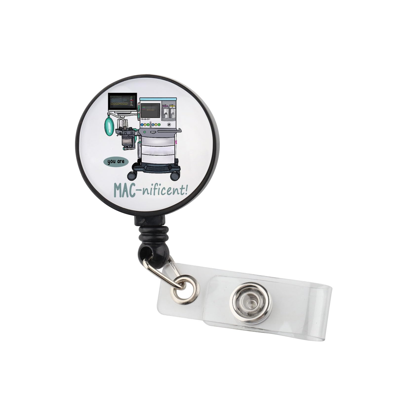 Anesthesia Retractable Badge Reel Anesthesia Tech Id Badge Holder for Anesthesia Graduate Nurse Medical Professional (MAC- nificent Badge Reel)