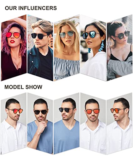 SOJOS Retro Aviator Polarized Double Bridge Sunglasses for Men Women Mirrored Lens SJ10514