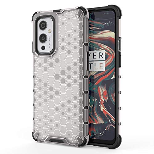 Image of Glasgow | for OnePlus 9 Honeycomb Pattern Back Case Cover for OnePlus 9 - Transparent