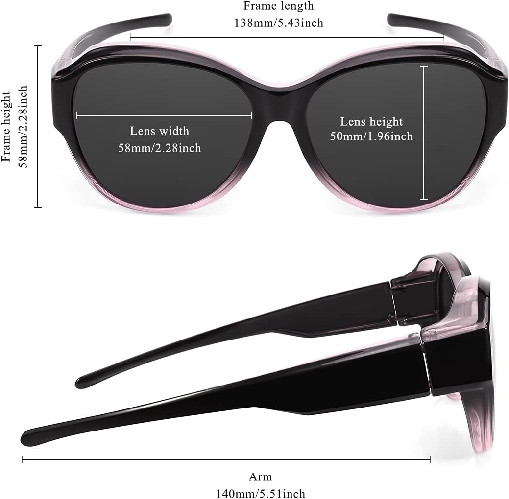 Oversized Fit Over Sunglasses Over Glasses for Women and Men with Polarized 100% UV Protection
