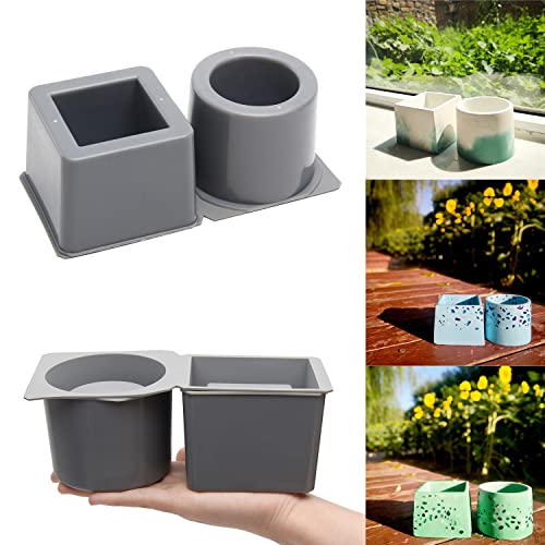 Silicone Flowerpot Mold Set, Round + Square Shape Diy Planter Pot Mould Succulent Plant Concrete Flower Pot Molding Tool For Making Cactus Small Plants Pot Or Candle Containers (Type B) #TOP6