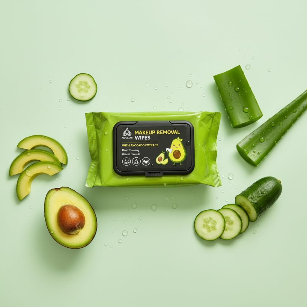Makeup Remover Wipes with Avocado & Aloe Vera – Deep Cleansing Facial Wipes for Waterproof Makeup, Dirt & Oil – Soft Alcohol Free Face Cleansing Towelettes for Sensitive Skin (40 Count)-image-18