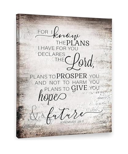 Hope and Future Scripture Art Jeremiah 29 11 Canvas Wall Art For I Know The Plans Christian Room Decor(Unframed,16x24inch(40x60c