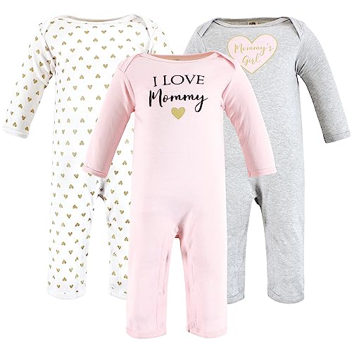 Image of Hudson Baby Unisex Baby Cotton Coveralls, Girl-Mommy, 0-3 Months