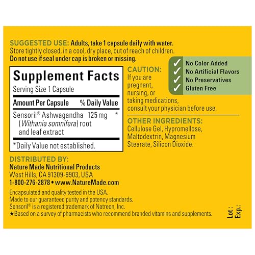 Nature Made Ashwagandha Sensoril Capsules