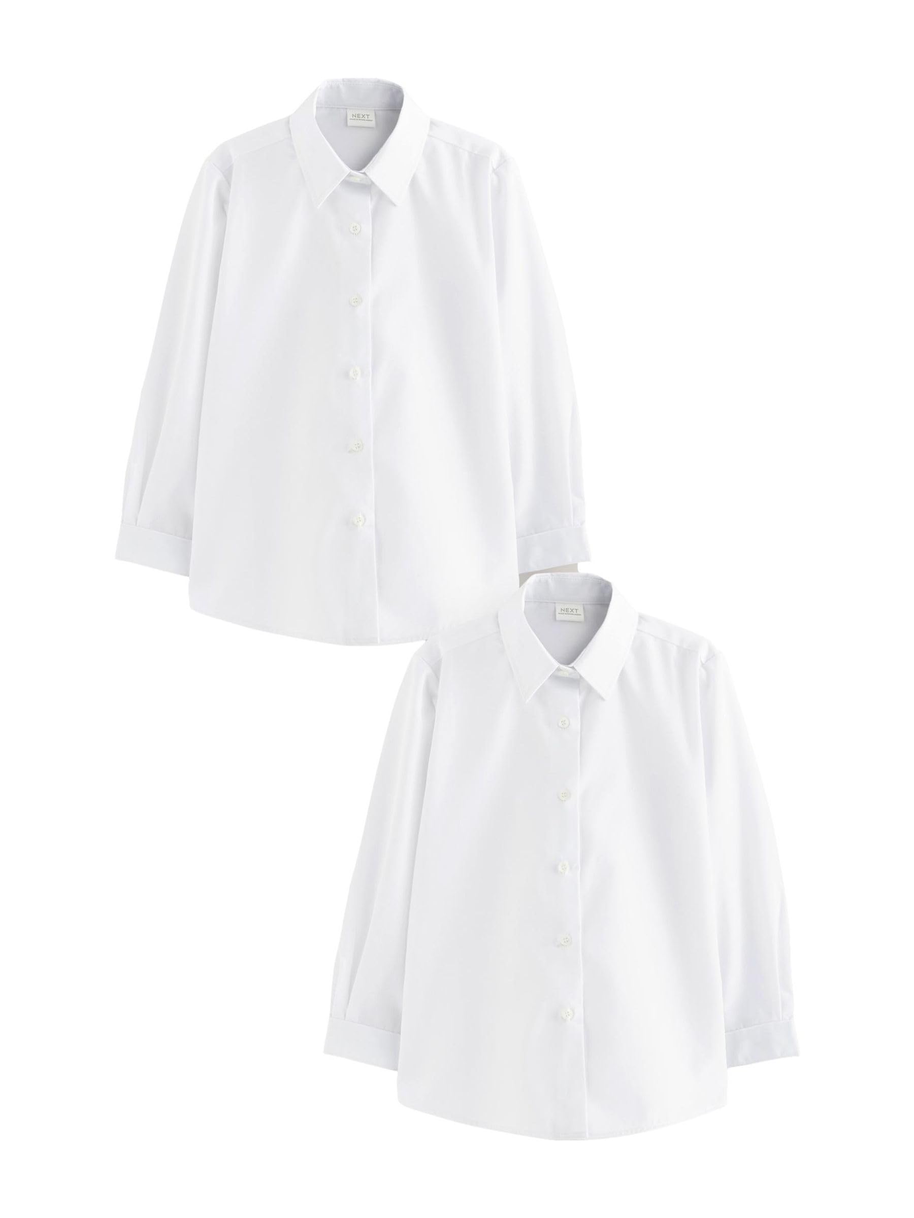 NEXT Fille Chemise d'école Standard habillée à Manches Longues, Lot de 2