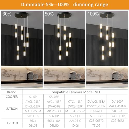 Image of 5-Light Modern Pendant Light Kitchen Island Light Fixture Dimmable LED Black Mini Pendant Lights Dinning Room Kitchen Black Gold Pendant Lighting