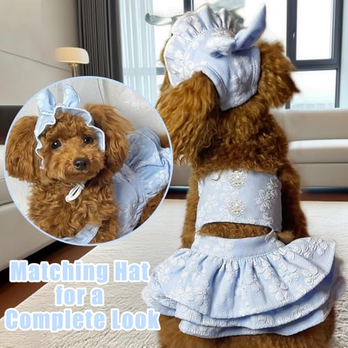 Ropa Jacquard Floral para Perros Pequeños con Sombrero miniatura 3