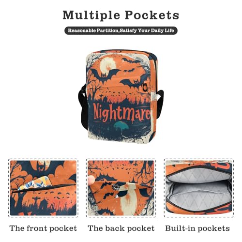 KLL Nightmare Halloween Black Bats Orange men's messenger bag Vegan Leather Crossbody Small Bag For Women Shopping Shoulder Hand Bag For Woman2