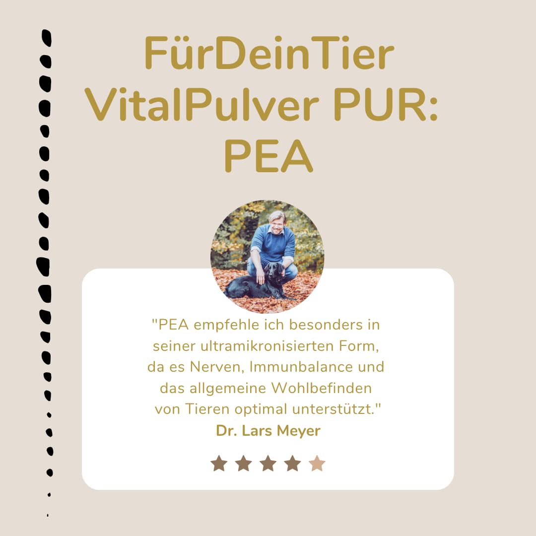 Für Dein Tier VitalPulver Pur | PEA (ultramikronisiert) (1 x 750 g) | 100% reines Palmitoylethanolamid | hergestellt für für Hunde, Katzen und Pferde | Hochwertiges Einzelfuttermittel