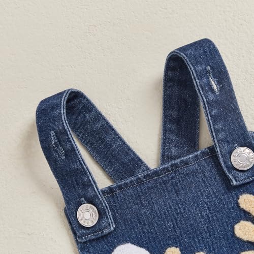 Newborn Baby Girl Halloween Outfit Pumpkin/Ghost Print Sleeveless Denim Romper Ruffled Overalls Cute Fall Clothes2