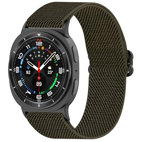 Nylon Armband Kompatibel mit Samsung Galaxy Watch 8 44mm 40mm Armb&auml;nder Damen Herren Weiches atmungsaktives Uhrenarmband Ersatz Elastisches Sport Verstellbares Ersatzarmband (Armeegr&uuml;n)