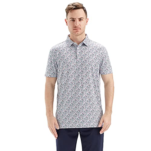Image of Golf Shirts for Men Dry Fit Short Sleeve Print Performance Moisture Wicking Polo Shirt