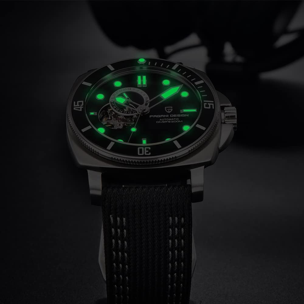 Pagani Design Orologio Meccanico Automatico Uomo Tourbillon 200M Impermeabile Cinturino In Pelle Scheletro Moda Analogico Orologi Da Polso Pagani Design Orologio Meccanico Automatico Uomo Tourbillon 200M Impermeabile Cinturino In Pelle Scheletro Moda Analogico Orologi Da Polso