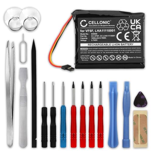 CELLONIC 1x Batterie pour GPS/Navigation Compatible avec Tomtom Start 52 Europe Traffic, Start 52, Start 52 Lite, VF6F - (1000mAh, 3.7V) + kit d'outils 17pcs