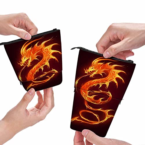 Swono Fire Dragon Pencil Case Fantasy Flame Monster Standing Pencil Case Pencil Pouch Pencil Holder Red -  PencilTelescaseYJ-A02636