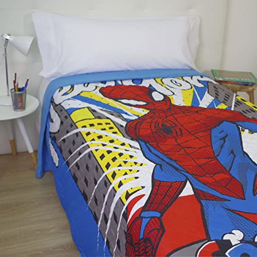 10XDIEZ Colcha de Verano Estampado Infantil - Colcha de Cama Individual Ligera (Cama de 90cm - Spiderman)