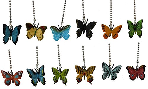 Assorted styles mini BUTTERFLY ceiling FAN PULL light chain small butterflies - SET of TWO