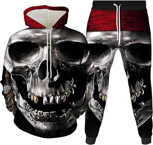 RIAAJ Sudadera con capucha y pantalón 3D para hombre, traje deportivo con capucha, F7, XXXXL