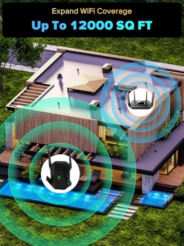 AX3000 WiFi 6 Extender, Dual Band WiFi Extender Signal Booster, Internet Booster with Gigabit Ethernet Port, Covers Up to 12,000sq.ft and 99 Devices, Faster Speed and Easy Setup, Black - Image 4