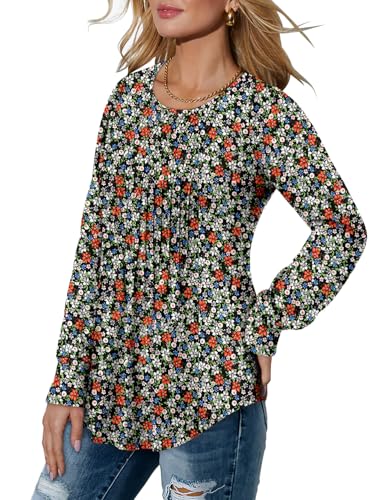 BETTE BOUTIK Long Sleeve Shirts for Women Fall Tops Dressy Blouses Crewneck Tunic Tops for Leggings S-3XL
