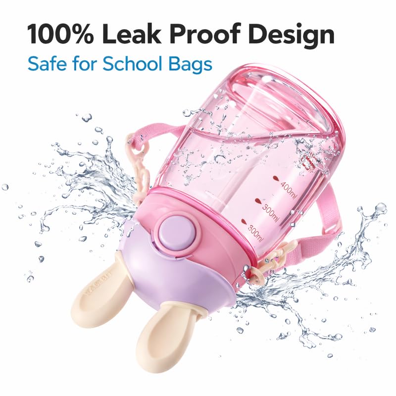 Image of Raawan Kids Water Bottle for School 550ml | Spill-Proof Sipper Bottle for Boys & Girls | BPA-Free, Durable & Leakproof Water Bottle for School & Play | Pink