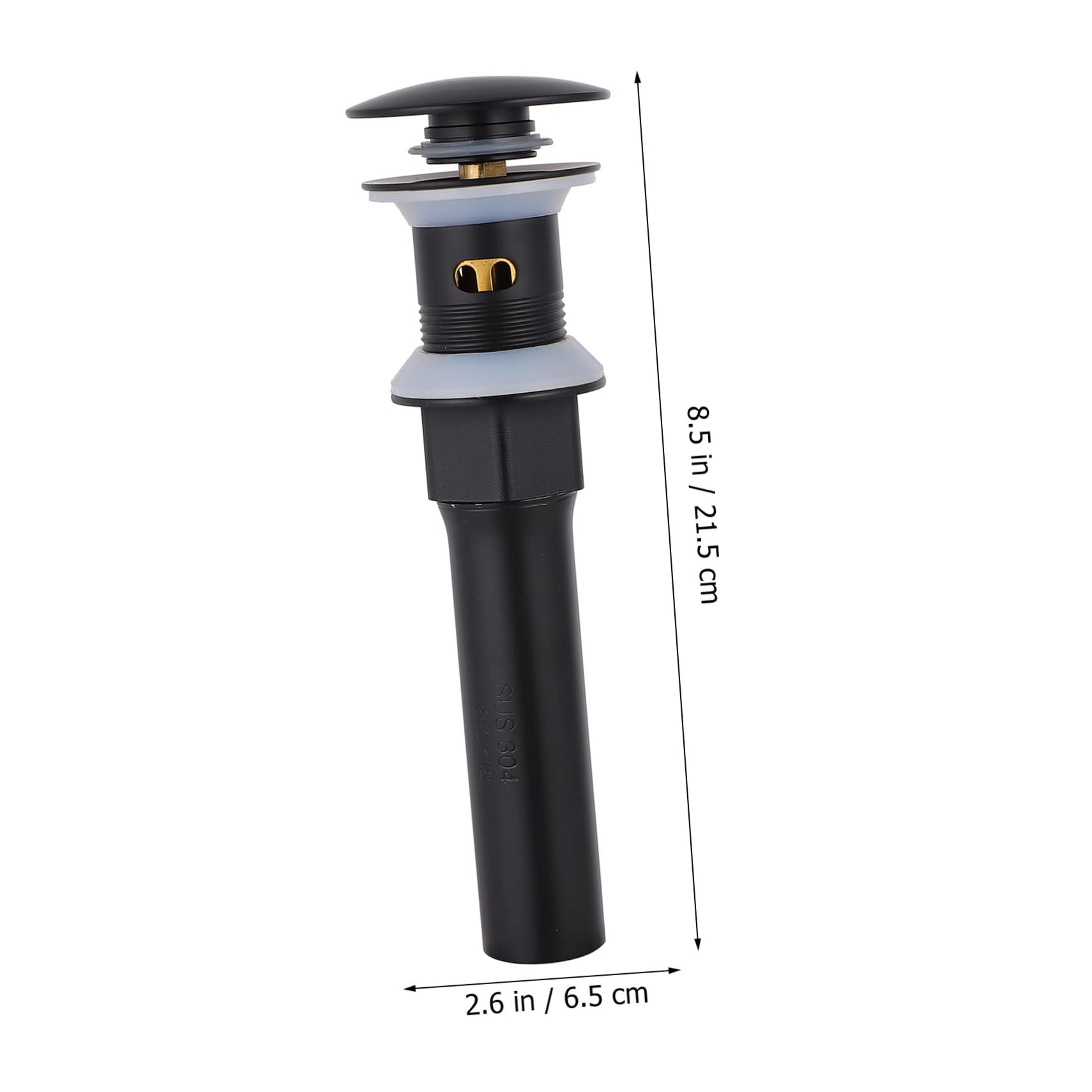 Bouchon de Vidage Rebondissant pour Lavabo Noir en Acier Inoxydable