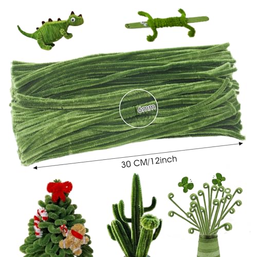 FirstKitchen Pipe Cleaners Craft - 100pcs Sage Green Pipe Cleaner for Craft, 0.23