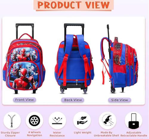Image of ADSON 3D Embossed School Trolley Bag Large School Bag for Boy Girl, Kids School Bag, Travel Backpack for Girl Boy, Ideal for Children Trolley 16 Inch Water Resistant