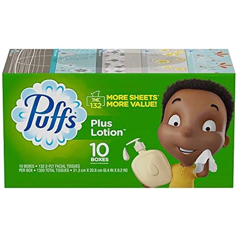 Puffs Plus Lotion Facial Tissues, 10 Family Boxes (132 tissues per Box) Cover