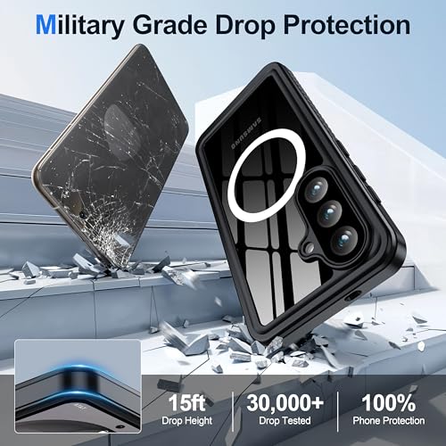 ANTSHARE for Samsung Galaxy S26 Case Waterproof, Built-in Lens & Screen Protector, [Compatible with MagSafe] Shockproof Dropproof Dustproof Full Body Phone Case for S26 6.3"-Black/Clear by ANTSHARE - Image 3
