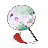 LAAT Elegant Vintage Chinese Fan Dancing Fan Traditional Painting Round Hand Fan Women Boutique Fan