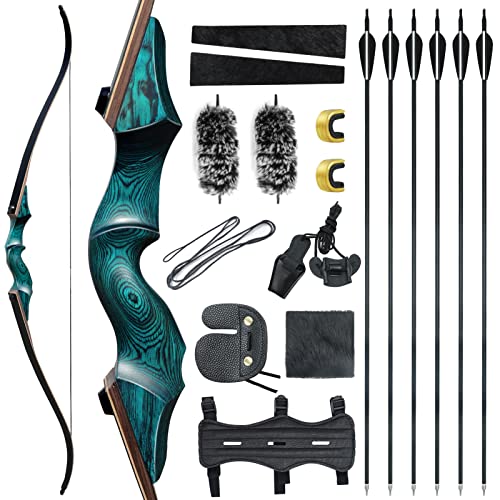 OBTOUTDOOR Black Hunter Original Recurve Bows Bow and Arrow for Adults Hunting Bow Archery Bow 60