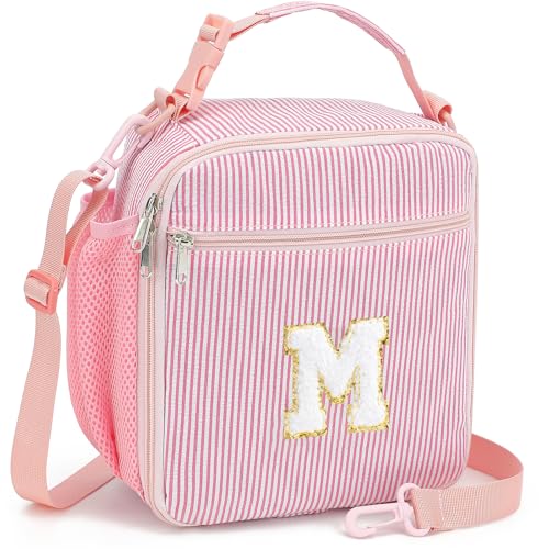 HuiLeo Initial Lunch Bag for Girls Kids Cute Insulated Lunch Box