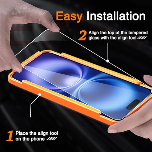Image of Wiaocit 3 Pack Tempered Glass Screen Protector for iPhone 16 Plus with 3 Pack Camera Lens Protector, 9H Hardness, Bubble Free, Case Friendly