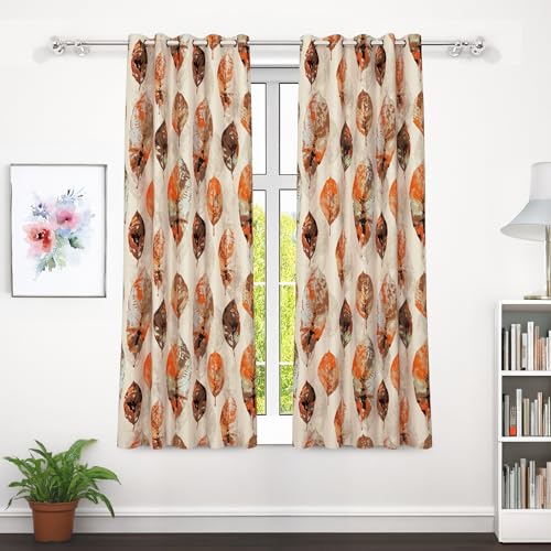 Image of Curtain Window - Raga Light Curtains for Living Room Curtains for Home 5 Feet |Abstract| Orange & Brown| Polyester, Pack of 2