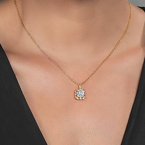 Gem Stone King 18K Yellow Gold Plated Silver Personalized and Customized 8MM Cushion Cut Birthstone Pendant Necklace For Women with 18 Inch Chain4