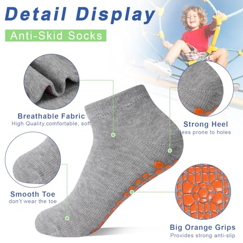 HYCLES Boys Girls Non-Slip Toddler Socks Grip Ankle Sticky Socks Anti-Skid Sock for Kids 6 Pairs for 2-13 Years Kids