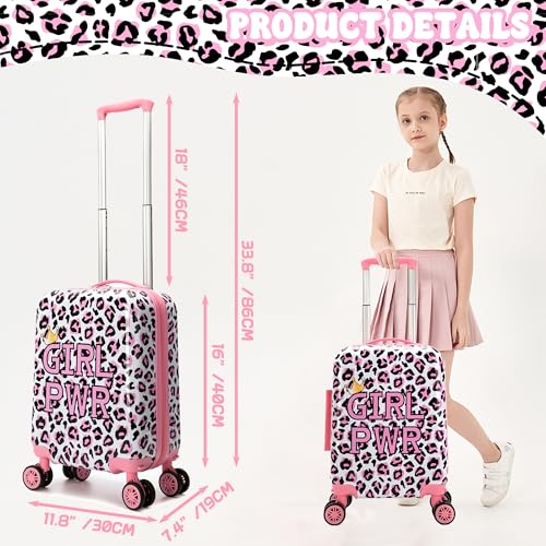 Image of Kid's Luggage Set 2 Piece Suitcase Set 16 inch Hardside Luggage with Spinner Wheels Girls Carry on Toddler Travel Rolling Suitcase with Neck Pillow Airline Approved
