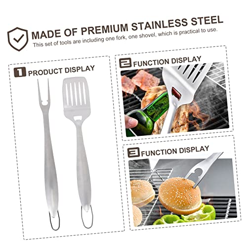 Set de 2 herramientas BBQ de acero inoxidable ergonómicas miniatura 5