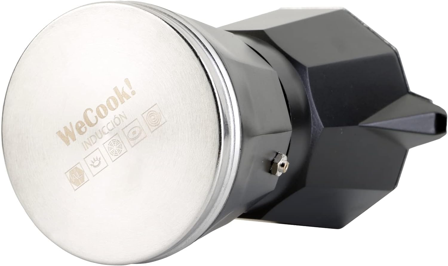 WECOOK! - 9 filiżanek włoskiego zaparzacza do kawy do espresso na indukcję | stal nierdzewna do płyt ceramicznych, indukcji Caffettiera | aluminiowy ekspres do espresso, mały, zawór bezpieczeństwa