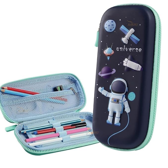 Image of 3D Cover EVA Space Astronaut Theme Pencil Case Large Pencil Pouch Bag Compass School Pouch Organizer for Students Kids Premium Stylish Pen Holder Pouch Stationery Box (Small Universe Pouch)
