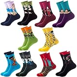 Damen Sneakers Socken Baumwolle Sportsocken Kurzsocken/Langesocken für Damen und Mädchen - 10 Paar, Lang-Meisterwerk Kunst, Size 37 - 42